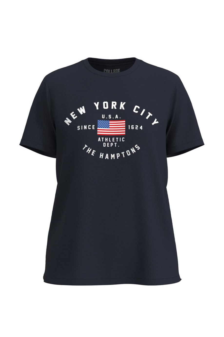 Camiseta manga corta unicolor con texto college de New York