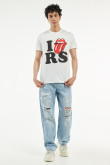 Camiseta manga corta crema con estampado de Rolling Stones