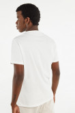 Camiseta en algodón crema con manga corta y cuello redondo