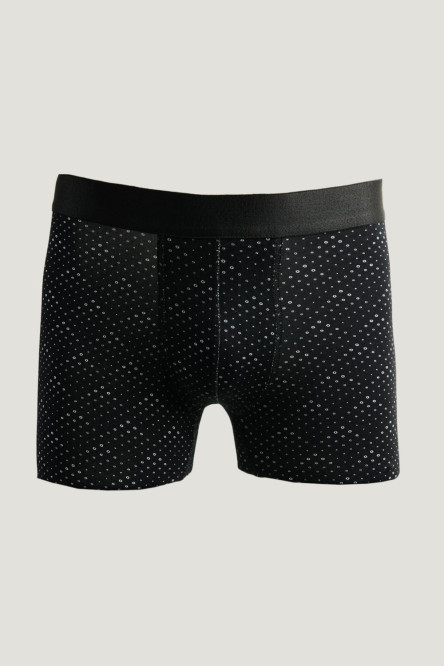 Bóxer negro midway brief-largo con diseños de puntos blancos