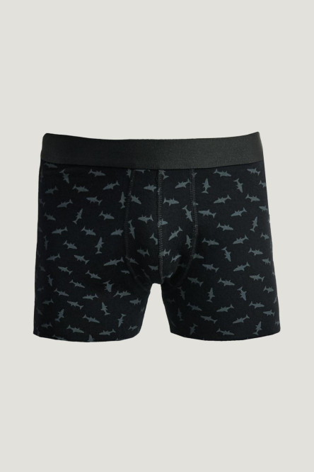 Bóxer brief-medio negro con diseños de tiburones