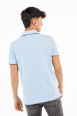 Camiseta polo unicolor manga corta con detalles tejidos