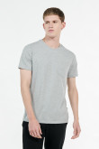 Camiseta manga corta gris clara con bolsillo en frente