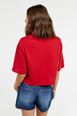 Camiseta crop top roja oversize con estampado de Coca-Cola