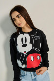 Buzo negro oversize con cuello redondo y diseño de Mickey