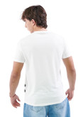 Camiseta manga corta crema claro con estampados delanteros