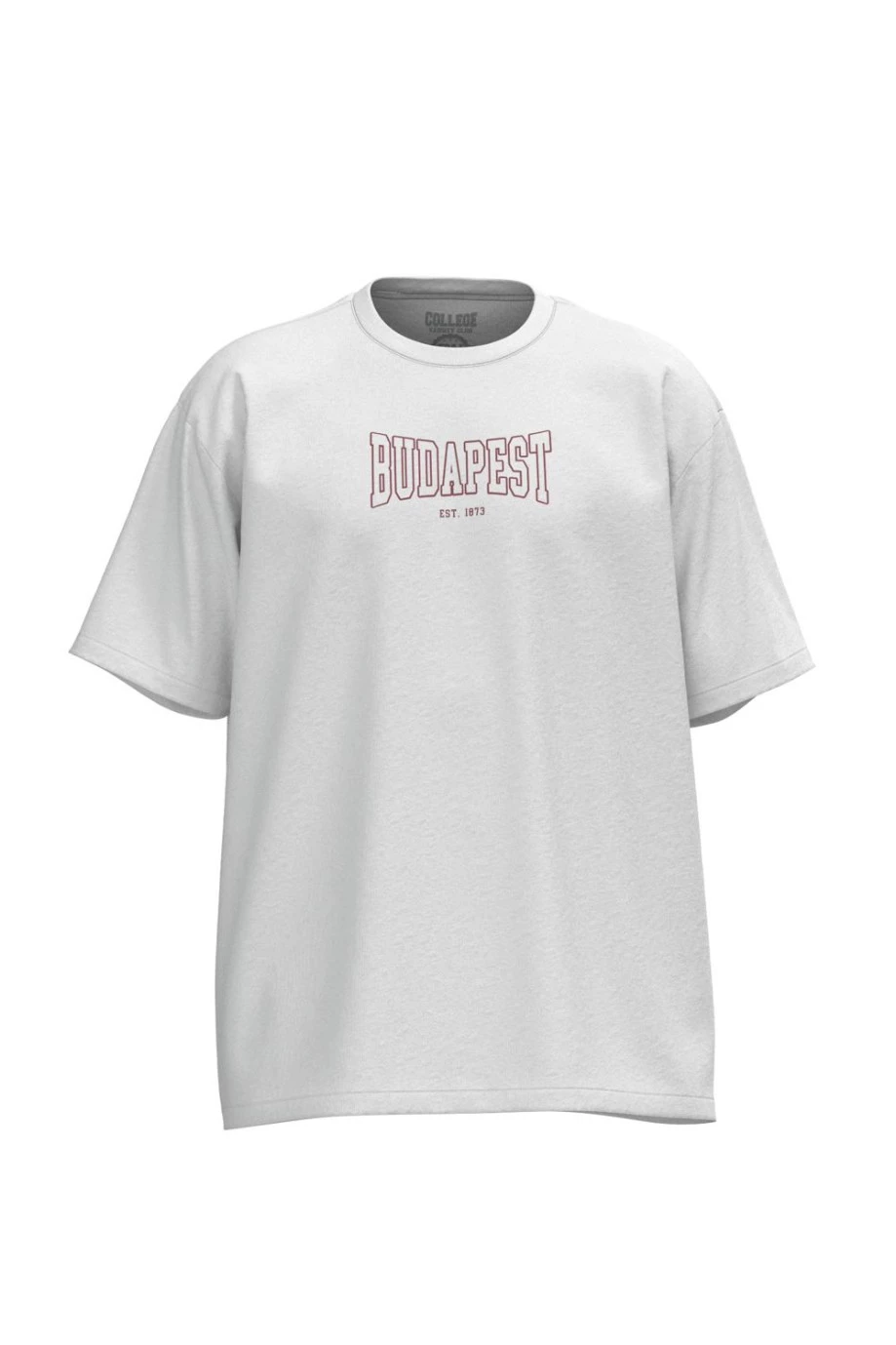 Camiseta oversize unicolor cuello redondo con diseño college
