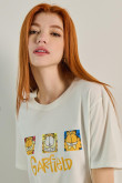 Camiseta oversize manga corta unicolor con arte de Garfield