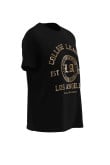 Camiseta cuello redondo unicolor con texto college en frente