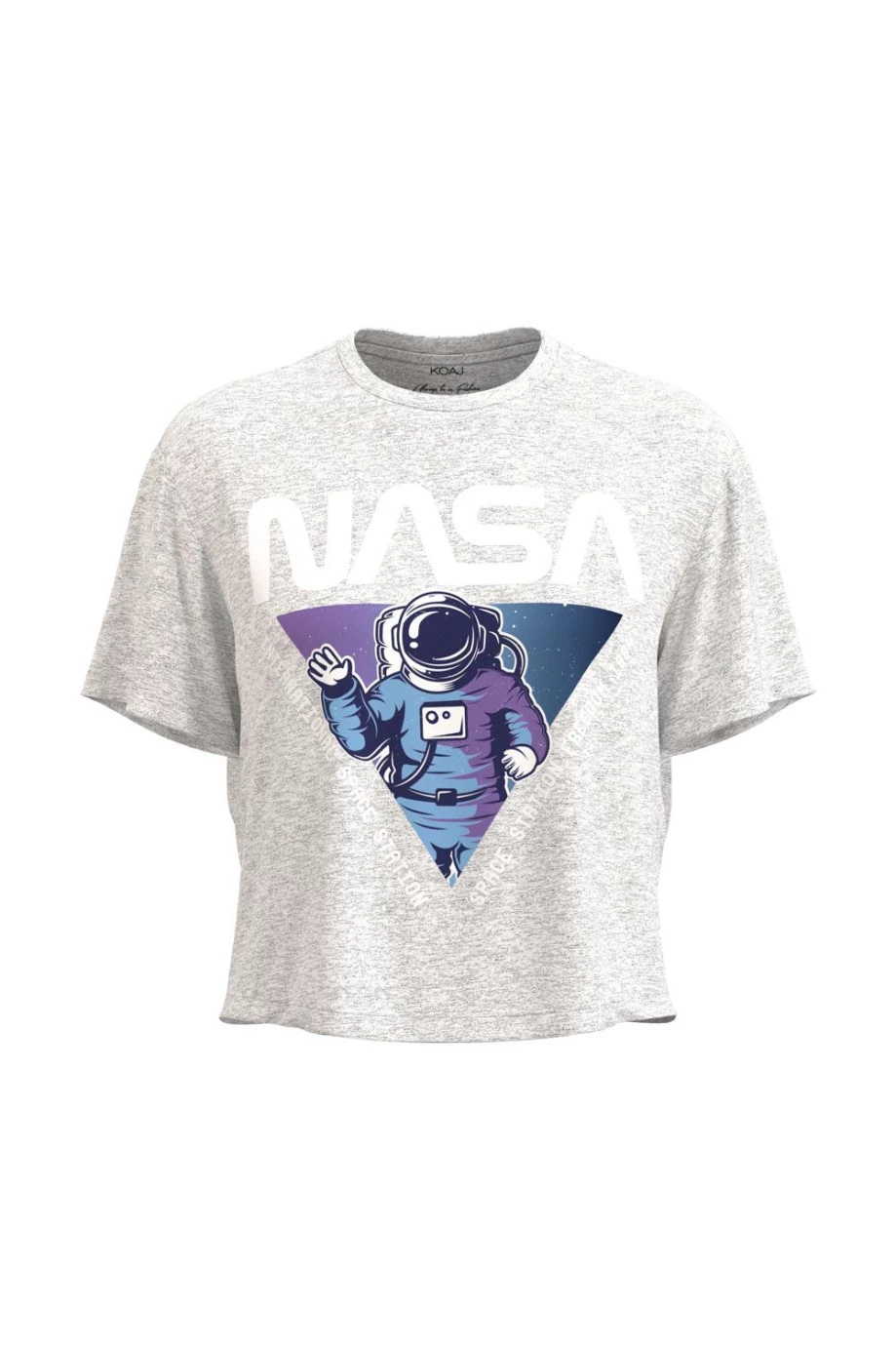 Camiseta crop top unicolor con diseño de NASA en frente