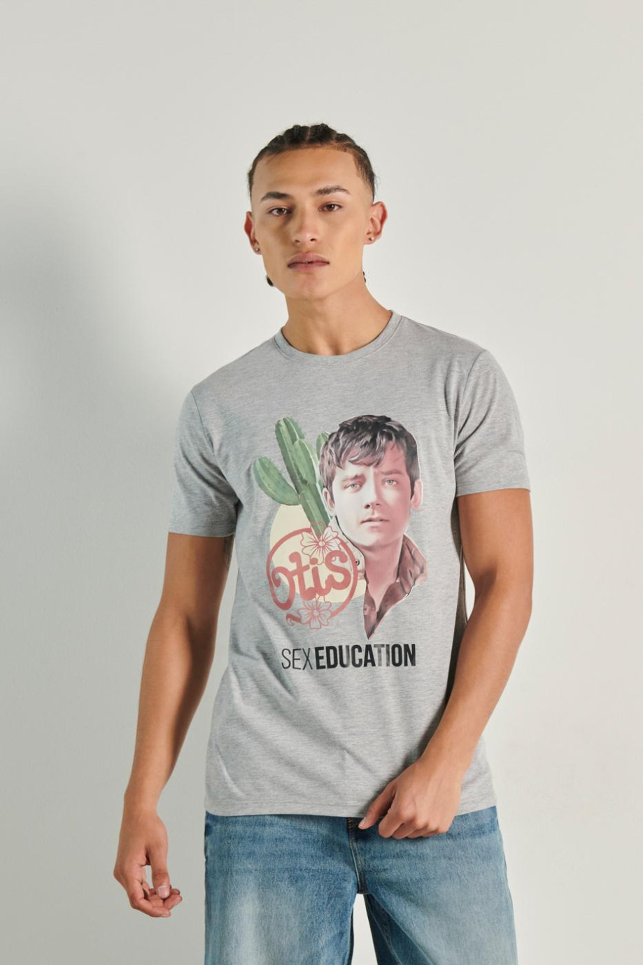 Camiseta unicolor con arte de Sex Education y cuello redondo