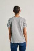 Camiseta algodón unicolor con cuello redondo y manga corta