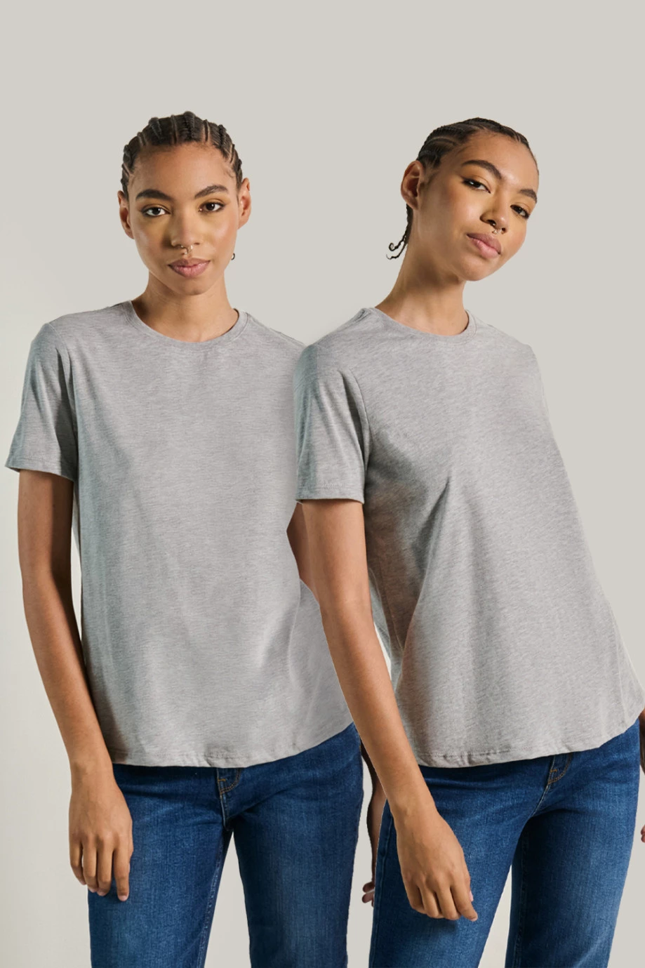 Pack X2 de camisetas grises cuello redondo en algodón