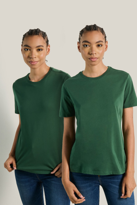 Pack X2 de camisetas en algodón verdes cuello redondo