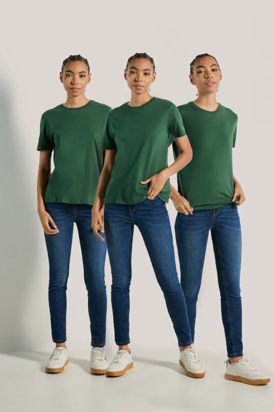 Pack de camisetas X3 verdes en algodón cuello redondo