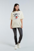Camiseta kaki oversize con cuello redondo y artes de Mickey
