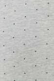 Camiseta polo gris clara con detalles tejidos y diseños de puntos negros