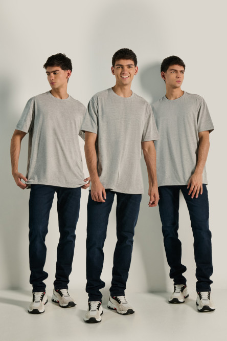 Pack X3 de camisetas oversize grises con manga corta