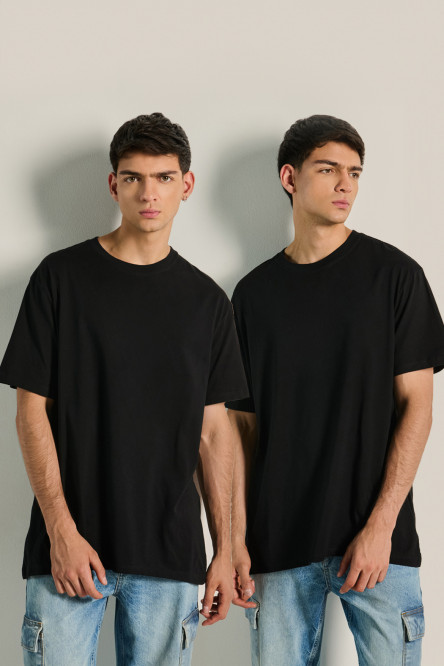 Pack de camisetas negras X2 oversize con hombro rodado