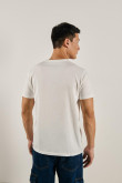 Camiseta con estampado college crema clara y manga corta