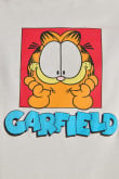 Camiseta crema con estampado de Garfield y manga corta