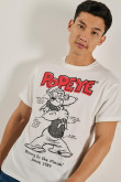 Camiseta manga corta crema clara con arte de Popeye