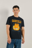 Camiseta azul intensa manga corta con diseño de Garfield