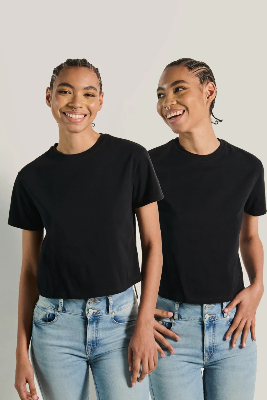 Pack de camisetas crop top X2 negras en algodón