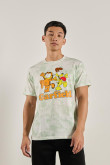 Camiseta crema tie dye con manga corta y arte de Garfield