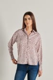 Blusa estampada unicolor oversize con manga larga