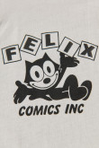 Camiseta crema clara con diseño de Félix el Gato