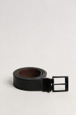 Cinturón reversible negro con texturas y hebilla cuadrada