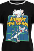 Camiseta unicolor con diseño de Pinky y Cerebro y contrastes