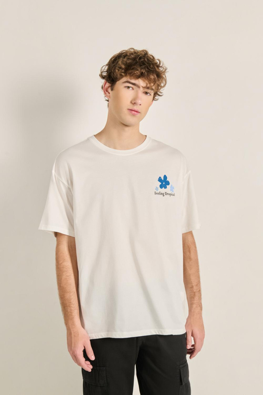 Camiseta Oversize para hombre con estampado en frente y espalda