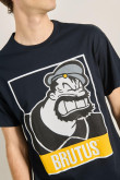Camiseta azul intensa con diseño de Brutus y manga corta