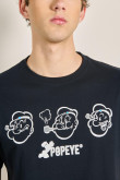 Camiseta azul intensa manga corta con diseño de Popeye
