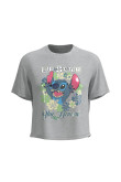 Camiseta unicolor con manga corta y diseño de Lilo & Stitch