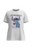 Camiseta unicolor con cuello redondo y diseño de Stitch