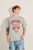 Camiseta oversize unicolor con diseño college de Chicago