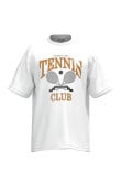 Camiseta unicolor oversize con diseño college de tenis