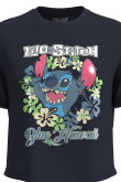 Camiseta unicolor con manga corta y diseño de Lilo & Stitch