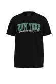 Camiseta unicolor con arte college New York y cuello redondo