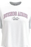 Camiseta unicolor crop top con texto college de Buenos Aires