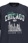 Camiseta oversize unicolor con diseño college de Chicago