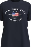 Camiseta manga corta unicolor con texto college de New York