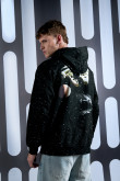 Buzo negro oversize con estampados de Star Wars y capota