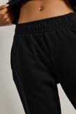 Pantalón jogger bota recta negro con cintura elástica