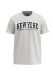 Camiseta unicolor con arte college New York y cuello redondo