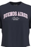 Camiseta unicolor crop top con texto college de Buenos Aires