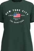 Camiseta manga corta unicolor con texto college de New York